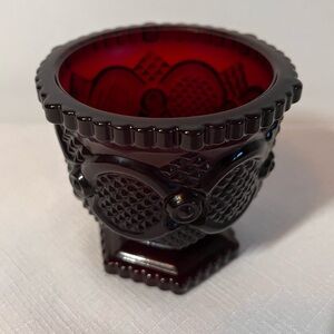 Vintage AVON CAPE COD Red Glass SUGAR BOWL
